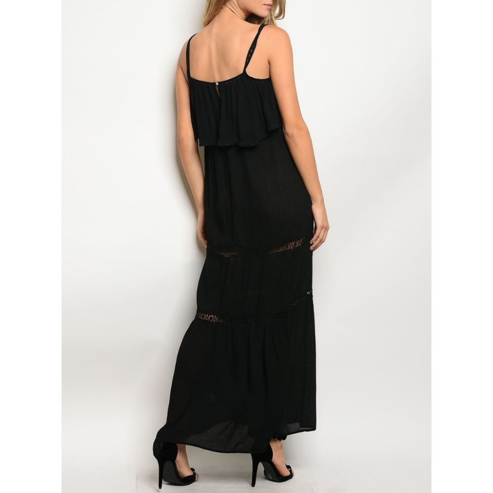 Black Ruffle Maxi Dress {Solemio} - Picture 3 of 3